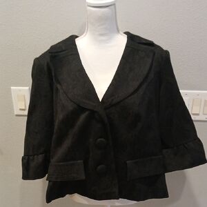 Dressbarn 18w Black Textured Blazer Ruffled Details Great For Office